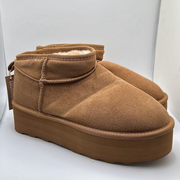 CUSHIONAIRE Women's Genuine Suede pull on platform boot +Memory Foam 9 CHESTNUT - Picture 1 of 7